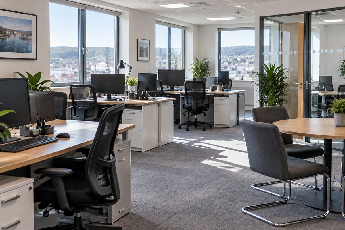 Professional cleaner working in an office in Weymouth