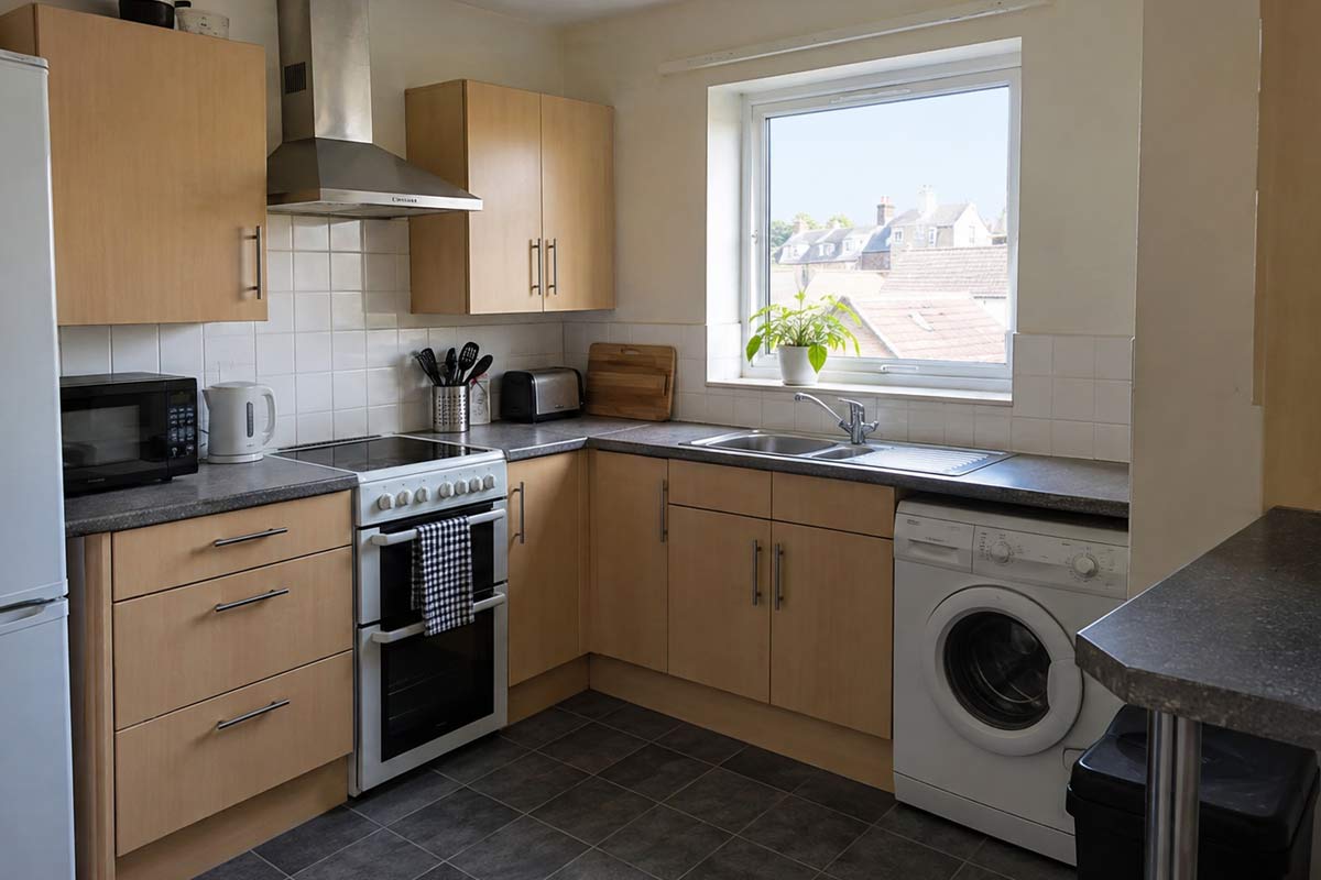 Clean shared HMO kitchen and communal area in Weymouth